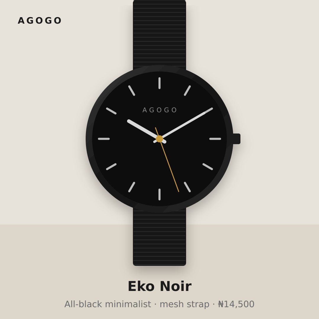 Clean All-black And Easy To Wear. A Slim Mesh Strap And A Simple Dial That Works